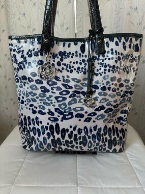 Brighton Navy and White Leopard Print Tote